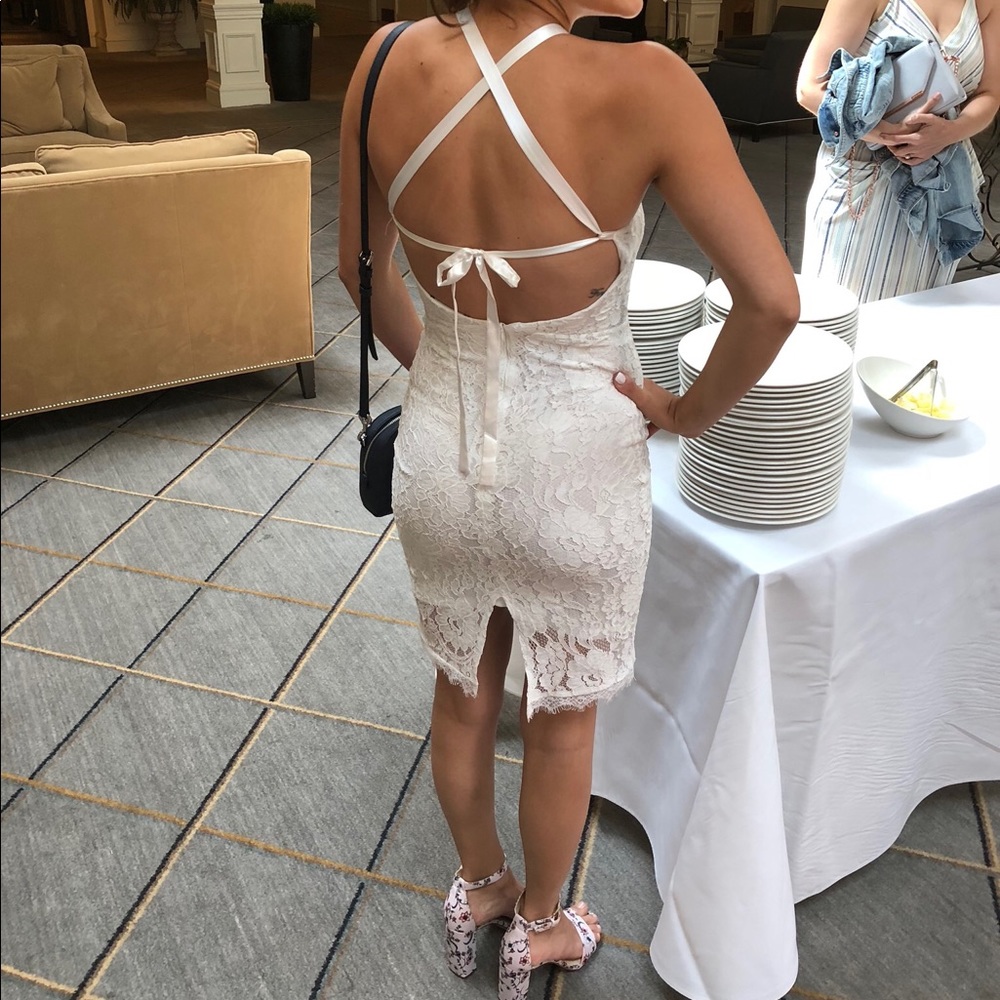 Wishful Wandering White Lace Bodycon Midi Dress